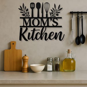 Mom&#39;s Kitchen Sign Name Sign Custom Mothers Day Gift for Mom Custom Metal Sign Kitchen sign Mom&#39;s Kitchen Decor Personalized Sign Metal