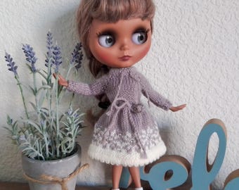 Dress for Blythe doll , knitted dress for 12 inch doll , clothes for Blythe doll , Blythe outfit