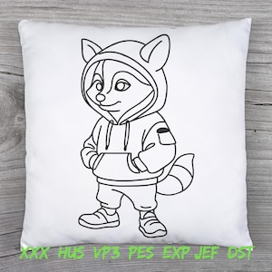 5 Sizes of Embroidery Designs Feral Design, Funny Racoon , Embroidery Art for Gift, Machine Embroidery File for Brother, DST, PES, EXP