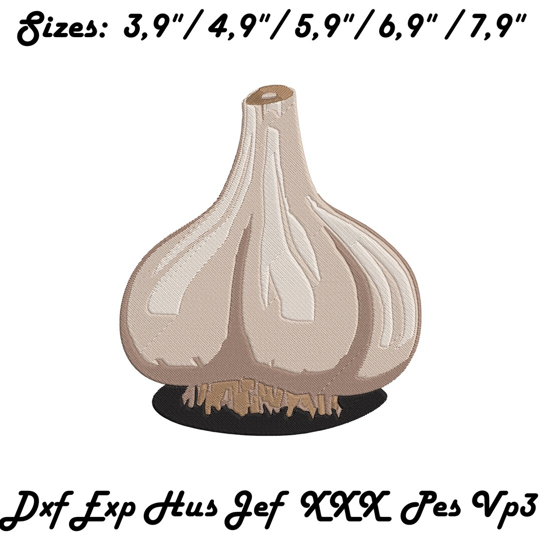 Garlic Embroidery Pattern 5 Sizes of Embroidery Designs Garlic, Embroidery Art for Gift, Machine ...