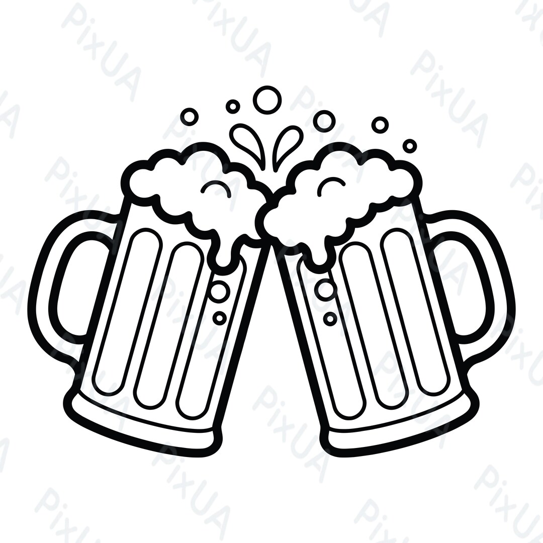 Toasting Beer Mugs SVG: T-shirt Design, Cheers, Brewery Pub ...