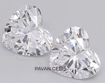Heart Cut Loose Diamond | Lab Grown Loose Diamond Pair For Anniversary Jewelry | Custom Size Available | Fancy Diamond For Engagement Gift