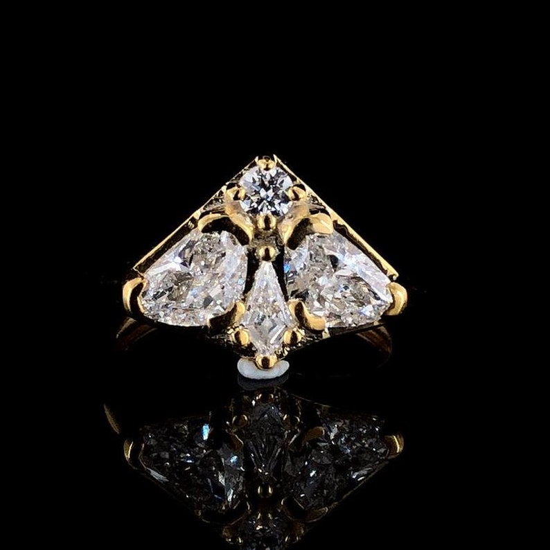White Trillion, Round & Kite Cut Lab Grown Diamond Ring Party Wear Ring For Her Four Stone Ring Wedding Gift Ring Bridal Jewelry Collection
