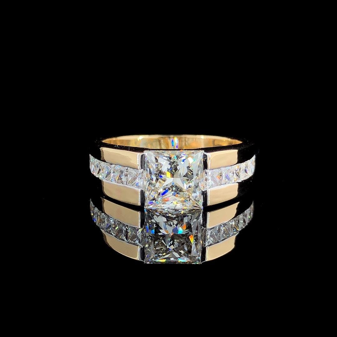 Channel Set Solitaire New Princess Cut Lab Grown Diamond Solitaire Ring Wedding Gift Channel ...