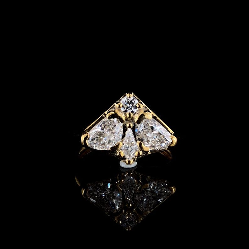 White Trillion, Round & Kite Cut Lab Grown Diamond Ring Party Wear Ring For Her Four Stone Ring Wedding Gift Ring Bridal Jewelry Collection