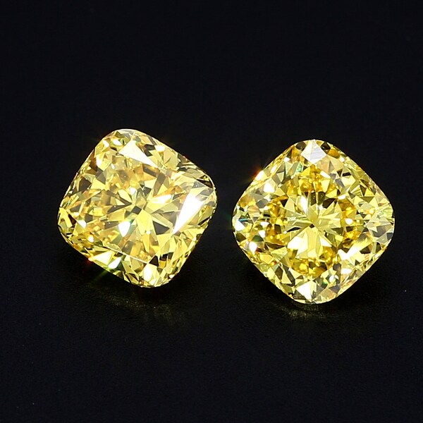 Yellow Cushion Cut Diamond For Jewelry Making | Loose Gemstone Diamond Pairs For Jewelry | Fancy Diamond Custom Ring | Lab Grown Diamond