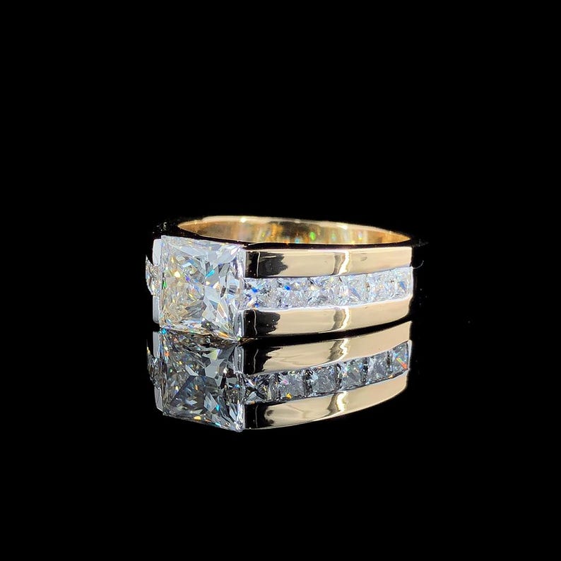 Channel Set Solitaire New Princess Cut Lab Grown Diamond Solitaire Ring Wedding Gift Channel ...