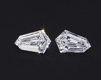 White Shield Cut Diamond | Lab Grown Loose Diamond Pairs For Engagement or Wedding Jewelry | Custom Size Available | Fancy Shape Diamond