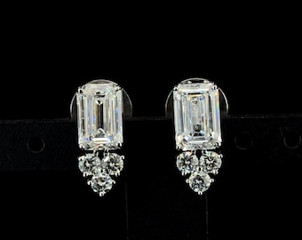 Maison Dianie Orecchini da donna in argento Sterling 925 con moissanite a forma di cuore, regalo di compleanno, matrimonio, San Valentino