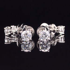 White Round Brilliant Cut Moissanite Stud Earrings | Solitaire Moissanite Prong Set Stud Earrings | Fancy Engagement Gift Ring For Fiancee