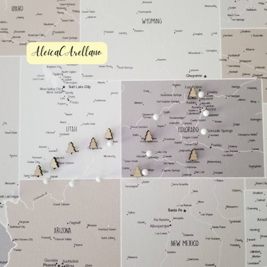 Wooden Tree Push Pin Push Pins With a Tree Map Push Pins for - Etsy