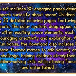 Space Coloring Pages | Fun Facts & Mazes for Kids | 30 Pages | Printable image 5