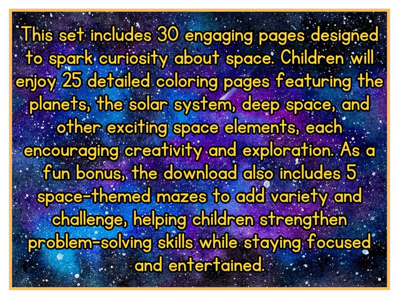 Space Coloring Pages | Fun Facts & Mazes for Kids | 30 Pages | Printable image 5