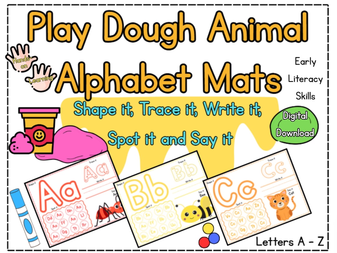 Animal Alphabet Play Dough Mats: Letter Tracing, Fine Motor Skills ...