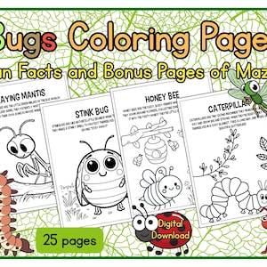 Dibujos para colorear de insectos / + Datos curiosos y laberintos adicionales / Imprimibles imagen 1