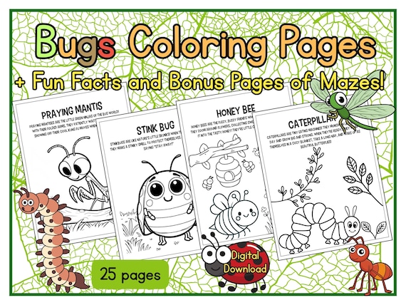 Bugs Coloring Pages | + Fun Facts and Bonus Mazes | Printable