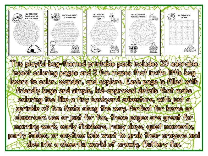 Dibujos para colorear de insectos / + Datos curiosos y laberintos adicionales / Imprimibles imagen 4