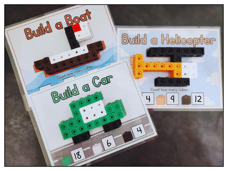 Vehicle Math Mashup Vehicle Math Link Cube Mats | STEM Building Activity (digital Download ...