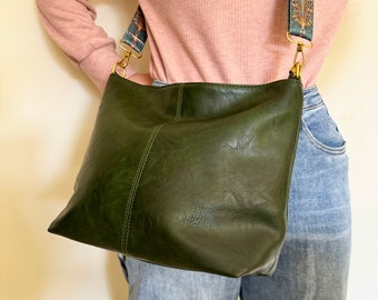 Vegan Leder Frauen Tasche, Mode Schultertasche für Frauen, Weiche Leder Tragetasche Arbeitstasche, Leder Slouchy Bag, Geburtstagsgeschenk für ihr Mädchen