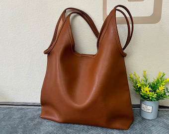 Vegan Leather Women Bag, Fashion Shoulder Bag for Women, Soft Leather Tote bag Working bag, Leather Slouchy Bag, Birthday Gift for Women