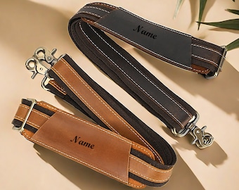 Custom Leather Shoulder Strap, Personalized Cowhide Widen Shoulder Strap Travel Bag Belt, Replacement Strap for Bags, Camera Bag Strap Gift