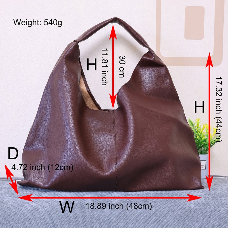 Vegan Leather Women Bag, Fashion Shoulder Bag for Women, Soft Leather Tote bag Working bag, Leather Slouchy Travel Bag Birthday Gift for her image 7