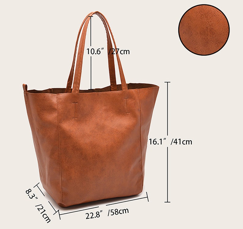 Vegan Leather Women Bag, Large Size Women Tote Bag, Fashion Shoulder Bag for Women, Soft Leather Working bag Slouchy Hobo Bag, Gift for her image 9