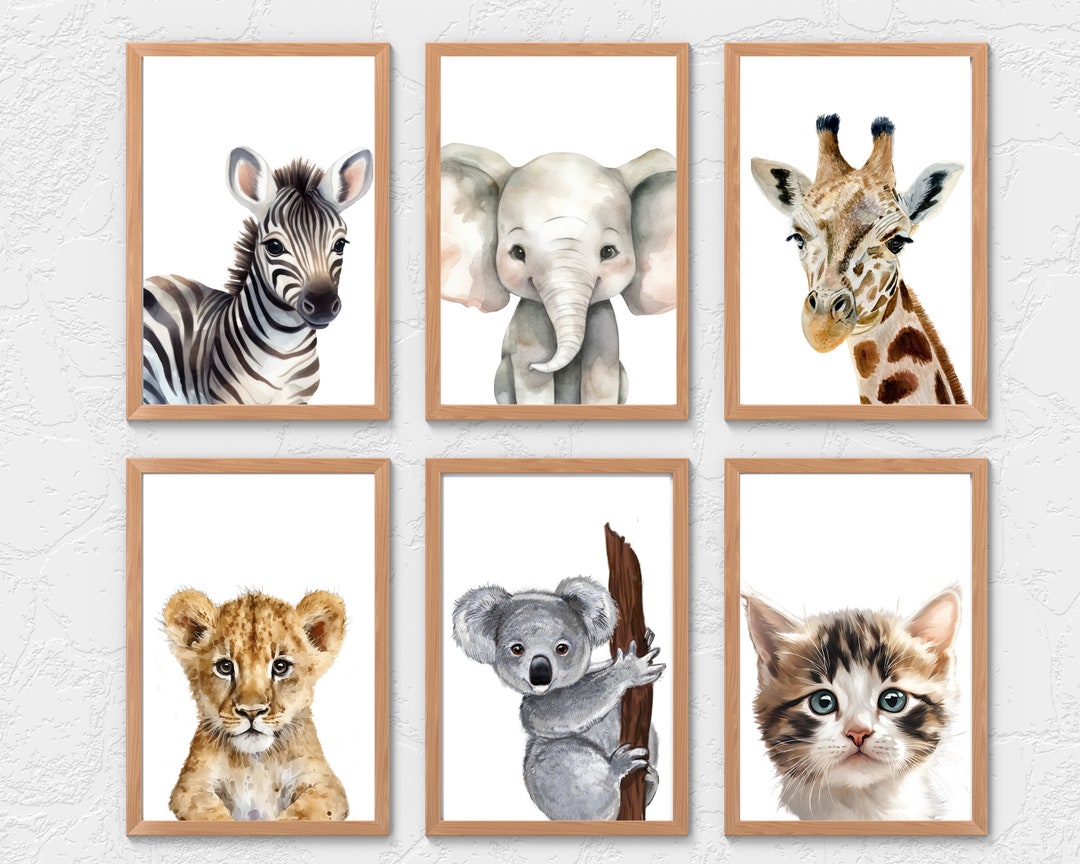 Printable Nursery Wall Art ,set of 6 Showcasing Safarithemed Deco