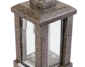 Granit minneslykta, Minnesljusstake, Gravstensljusstake, Minnesmärke, Kyrkogårdsdekor, Religiös dekor, Granitljusstake