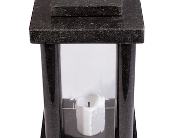 Granit minneslykta, Minnesljusstake, Gravstensljusstake, Minnesmärke, Kyrkogårdsdekor, Religiös dekor, Granitljusstake