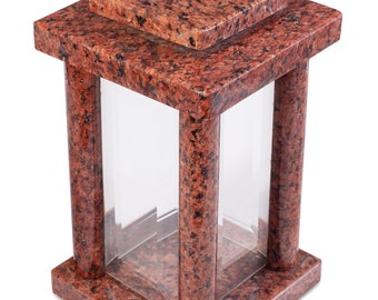 Granit minneslykta, Minnesljusstake, Gravstensljusstake, Minnesmärke, Kyrkogårdsdekor, Religiös dekor, Granitljusstake