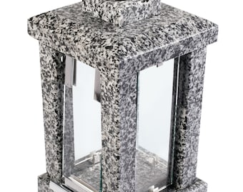 Granit minneslykta, Minnesljusstake, Gravstensljusstake, Minnesmärke, Kyrkogårdsdekor, Religiös dekor, Granitljusstake