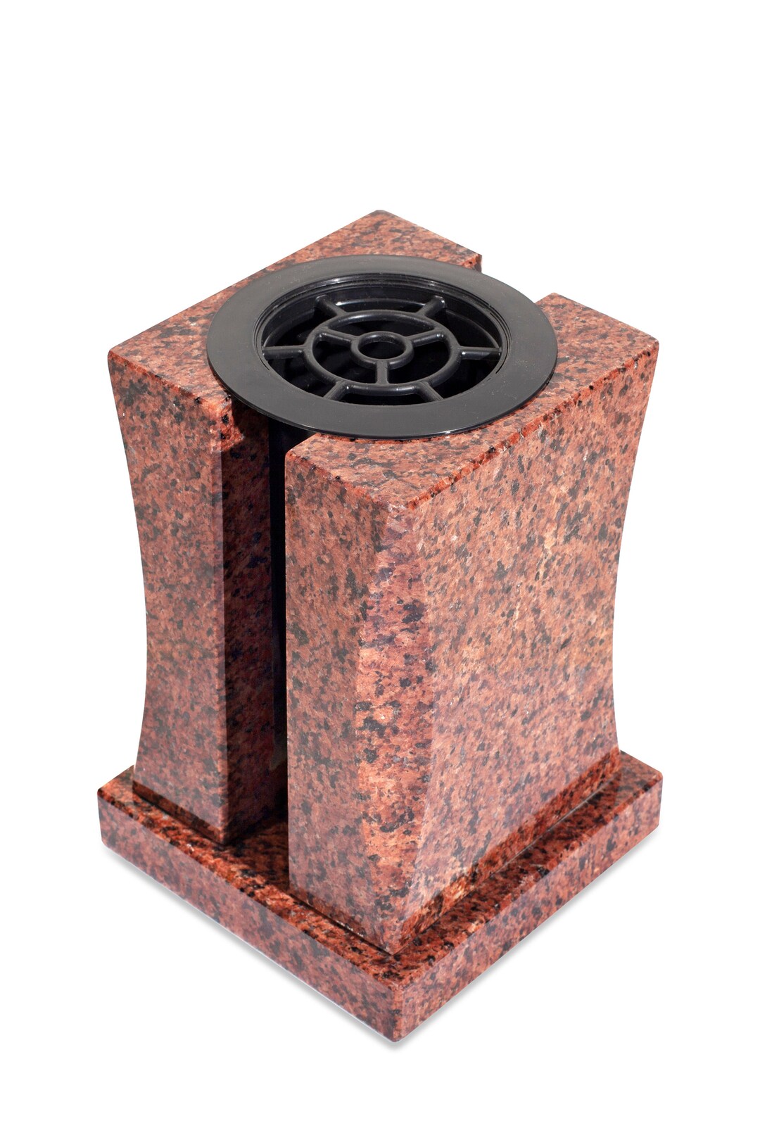 Black Vase Granite Memorial Headstone Cemetery Funeral Tombstone, Black Granite, Stone, Natural