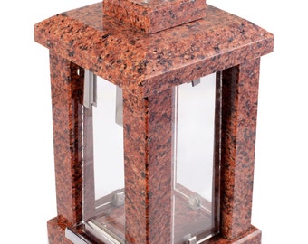 Granit minneslykta, Minnesljusstake, Gravstensljusstake, Minnesmärke, Kyrkogårdsdekor, Religiös dekor, Granitljusstake