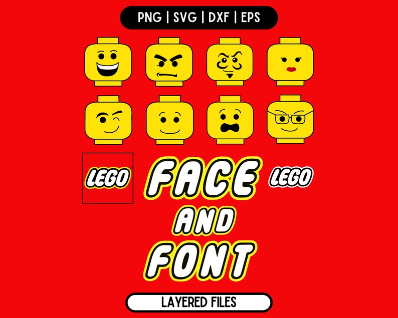 Legos Brick Face and Font Svg Bundle Svg Files for Cricut Etsy