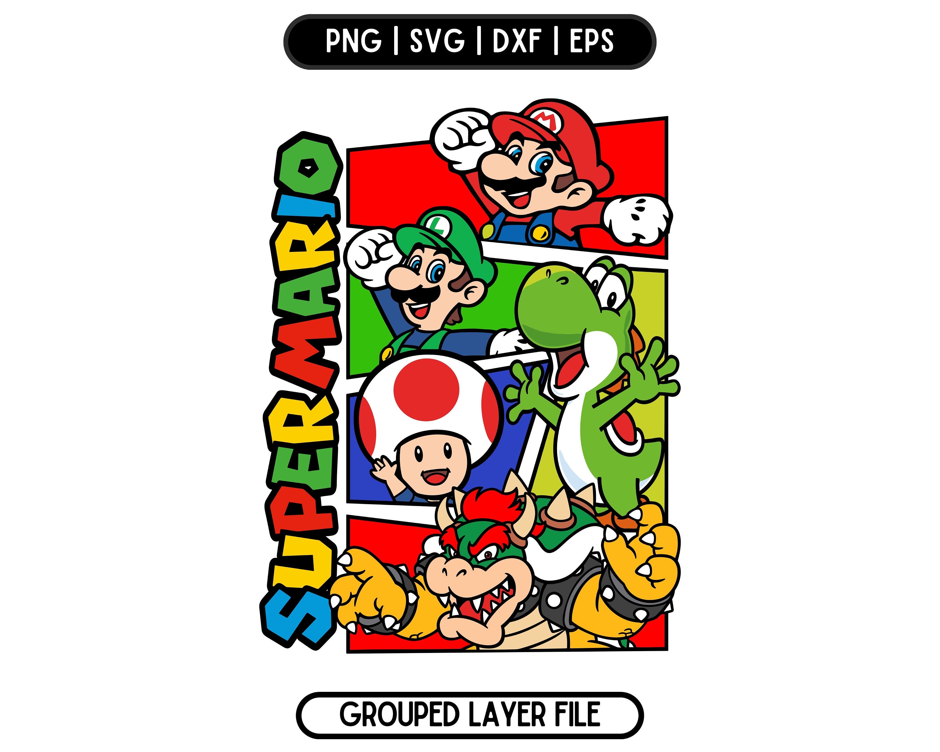 Super Mario Svg Mario Bros Layered Svg Super Mario Cut File Etsy