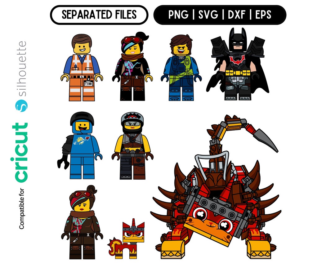 Legos Movie Characters Svg, Brick Svg Files for Cricut, Bricks Clipart ...