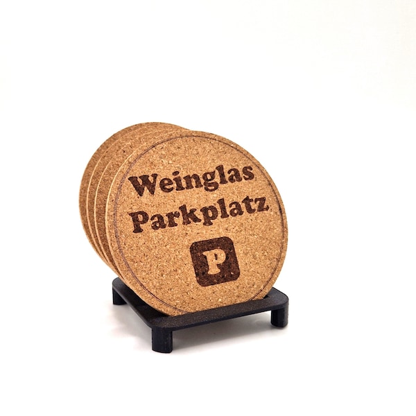 Glasuntersetzer kork 4 Stück graviert weinglas parkplatz cool sprüche lustiges komisch geburtstag geschenk idee