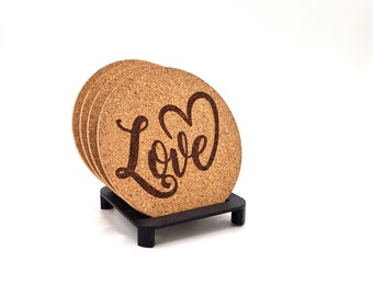 Cork coasters 4 pcs Love engraved  couples girlfriend boyfriend cool  funny present gift birthday christmas valentine's day girlfriend