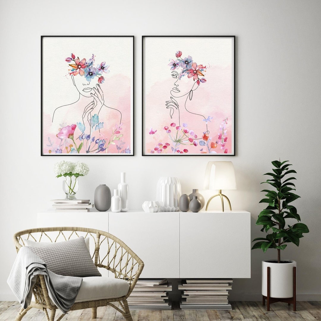Woman Line Art Print Boho Wall Poster Modern Woman Poster Etsy