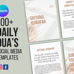 100+ Islamic Content Social Media Canva Template | Daily Du&#39;a Instagram and Facebook | Muslim Content