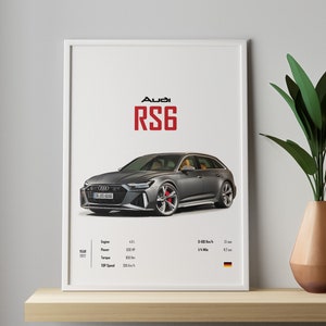 Sportwagen-Poster für Audi RS6 Avant Poster Dekorative Malerei Leinwand  Wandposter und Kunstbild Druck Moderne Familie Schlafzimmer Dekor Poster