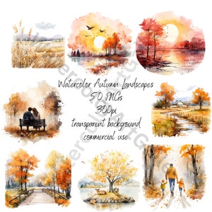 Autumn Landscapes Clipart PNG Bundle 50 PNG Autumn Landscape Pictures, Seasonal Landscape Graphics, Instant Digital Download, Commercial Use