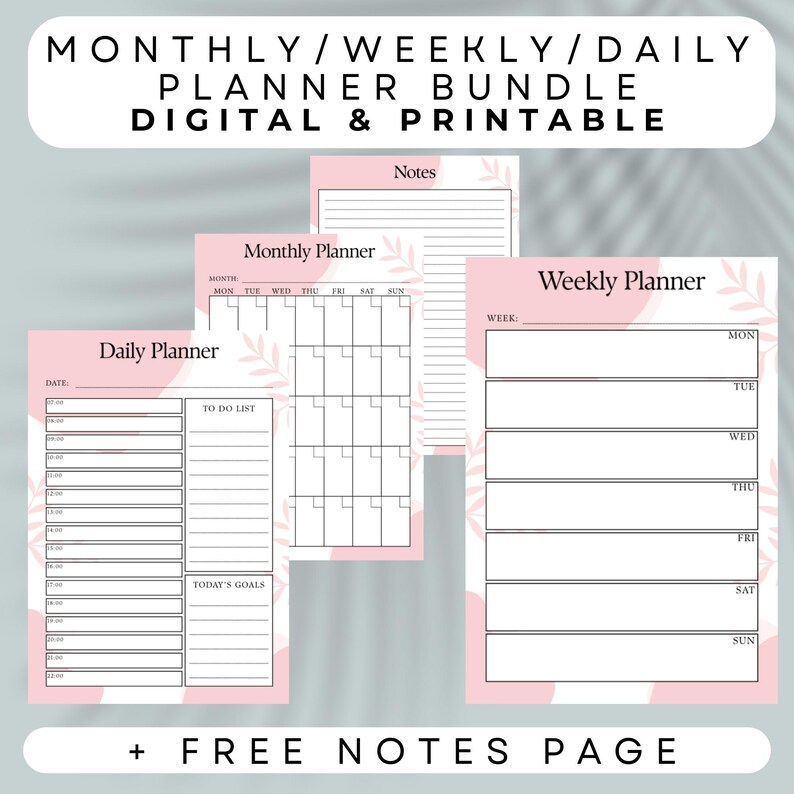 Pink Aesthetic Planner Printable A4 | Daily Weekly Monthly Planner PDF ...