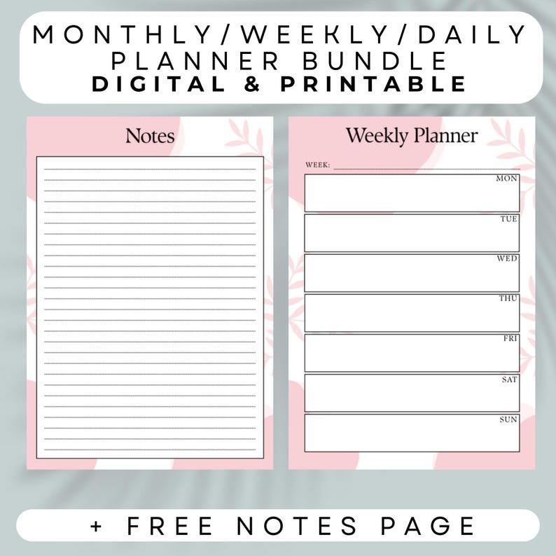 Pink Aesthetic Planner Printable A4 | Daily Weekly Monthly Planner PDF ...