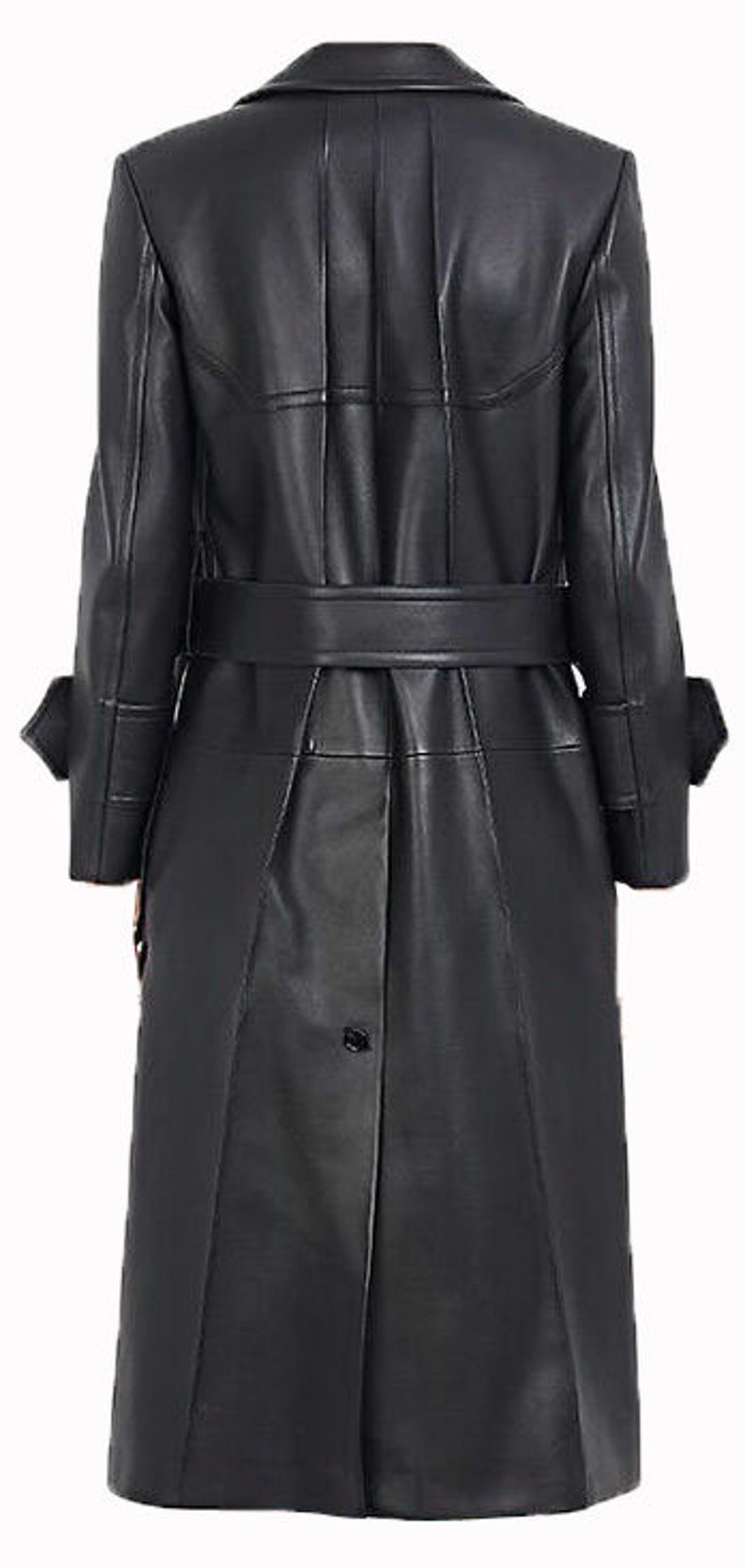 Handmade Women Leather Coat Ladies Black Genuine Sheepskin Leather Trench Coat Women Leather