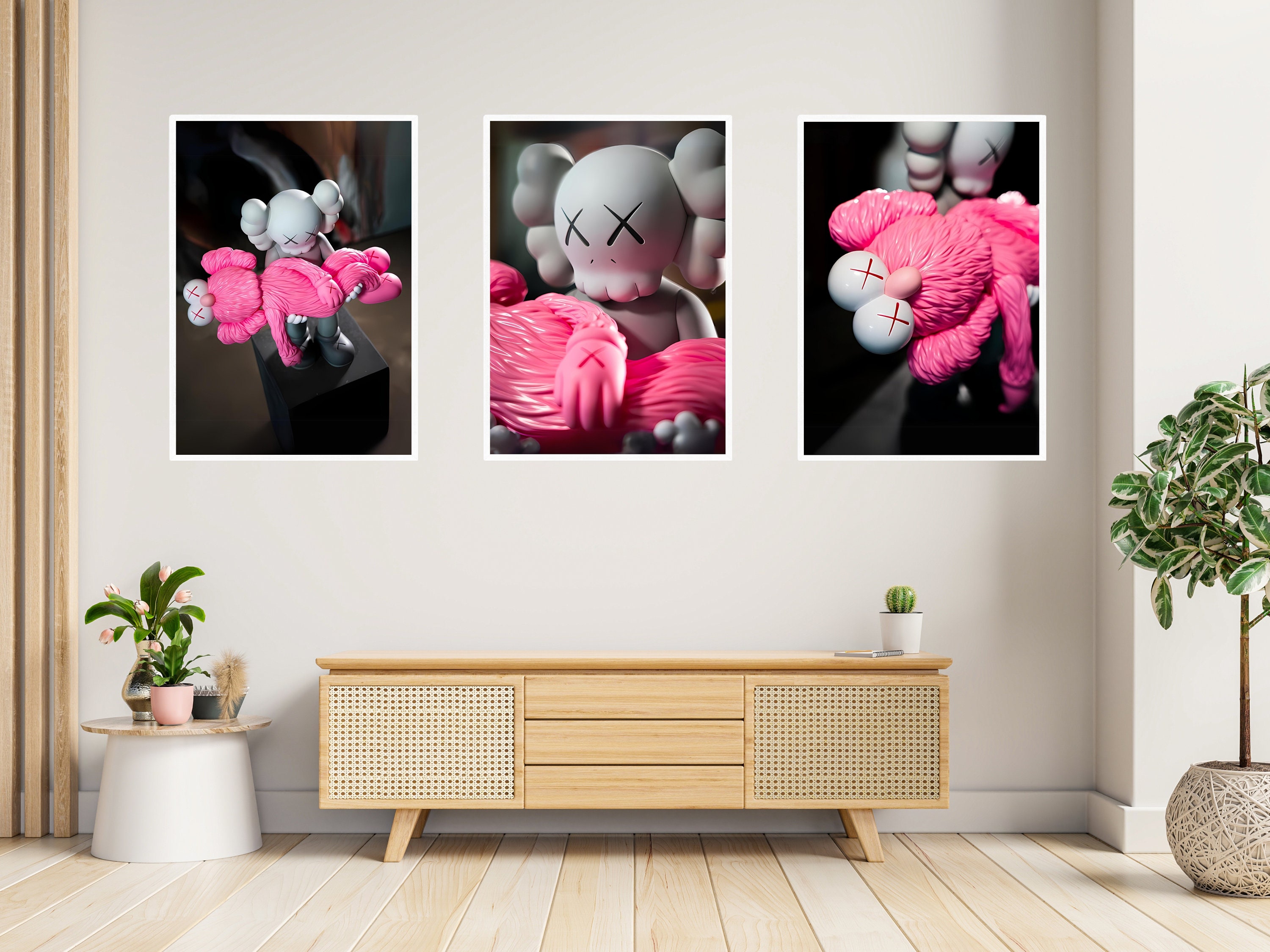 Kaws Bff Pink Poster Set of 3 - Etsy