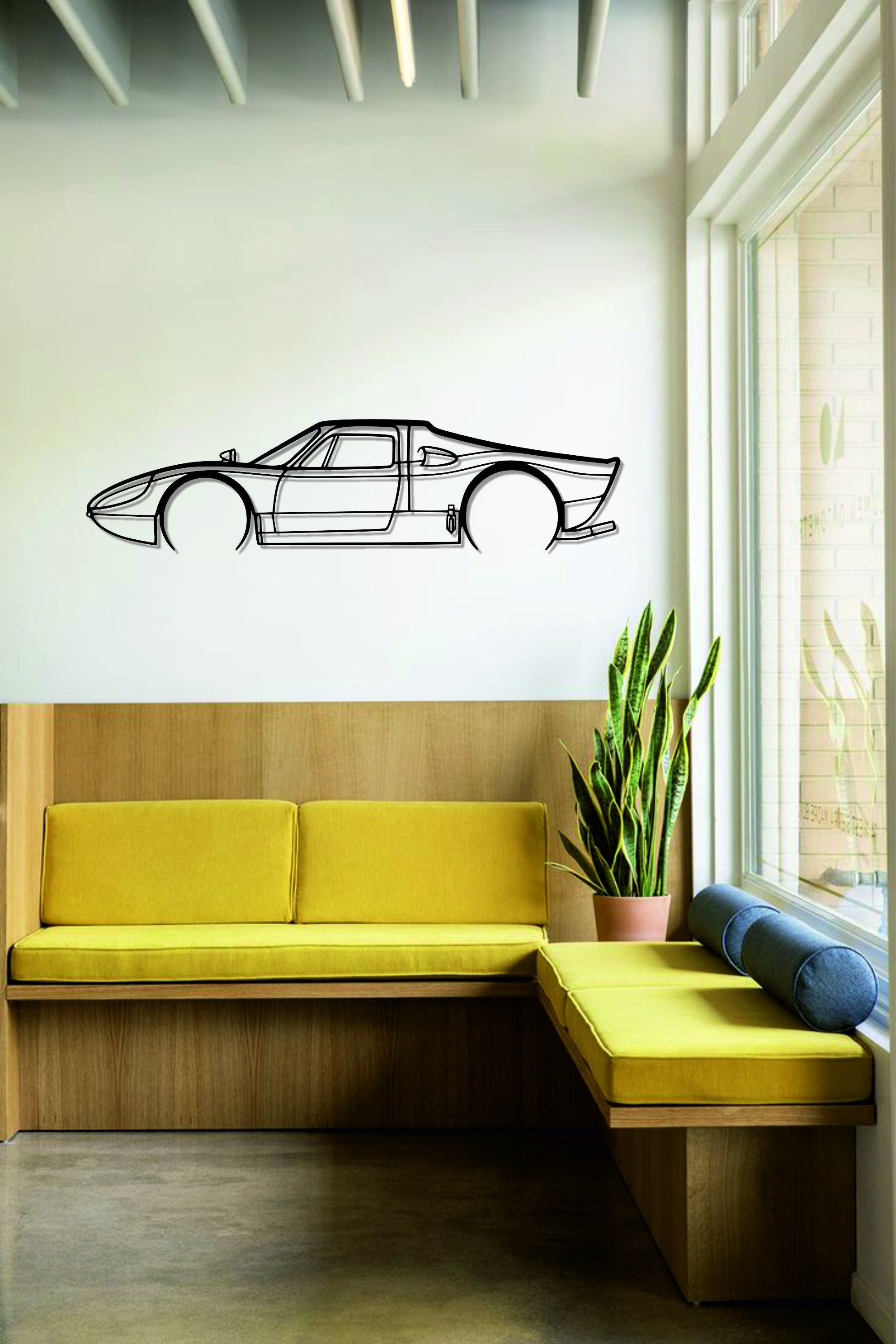 904 GTS Detailed Silhouette Metal Wall Art Car Wall Art Car Silhouette