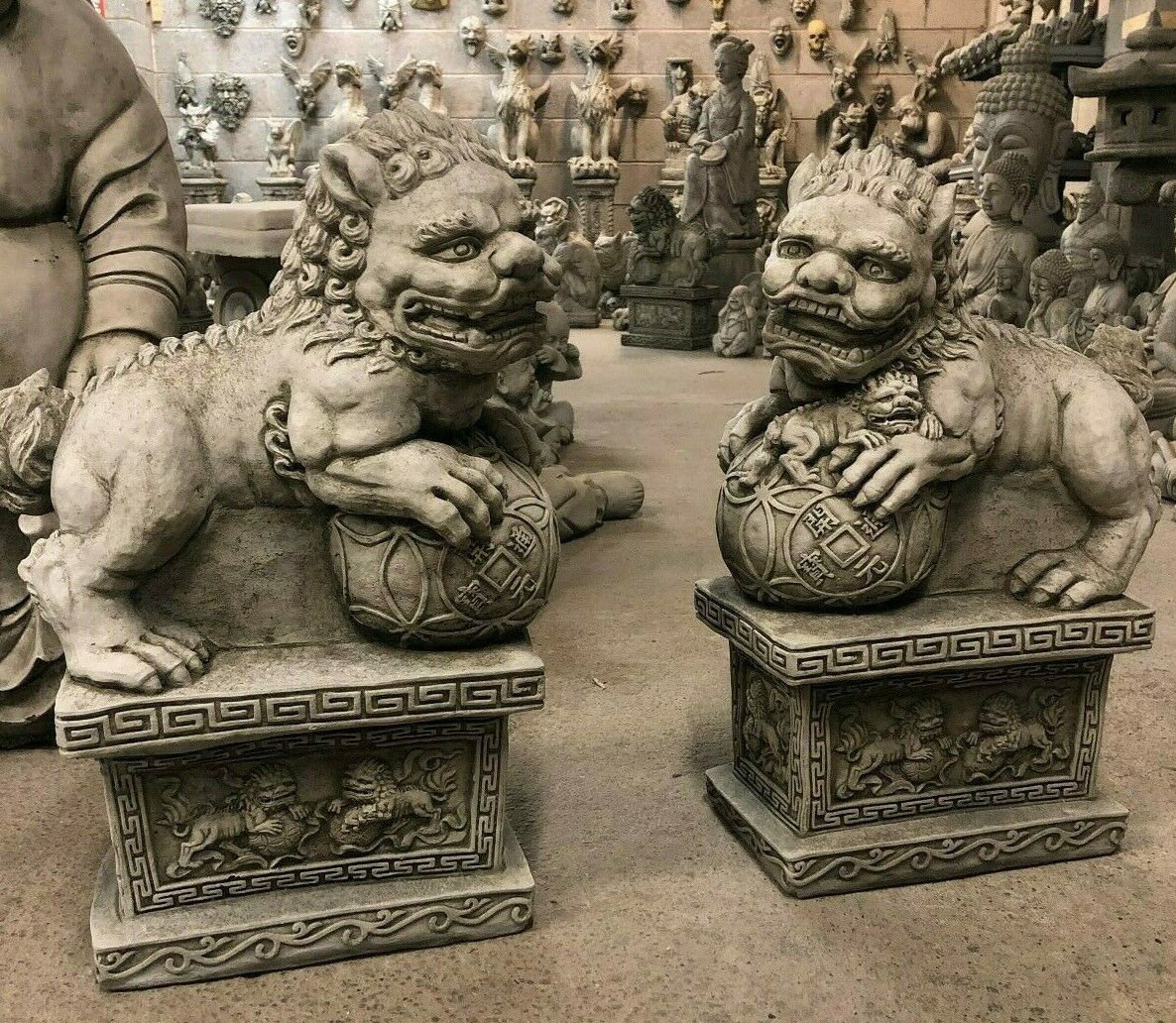 Antique Wood Foo Dogs -  Canada