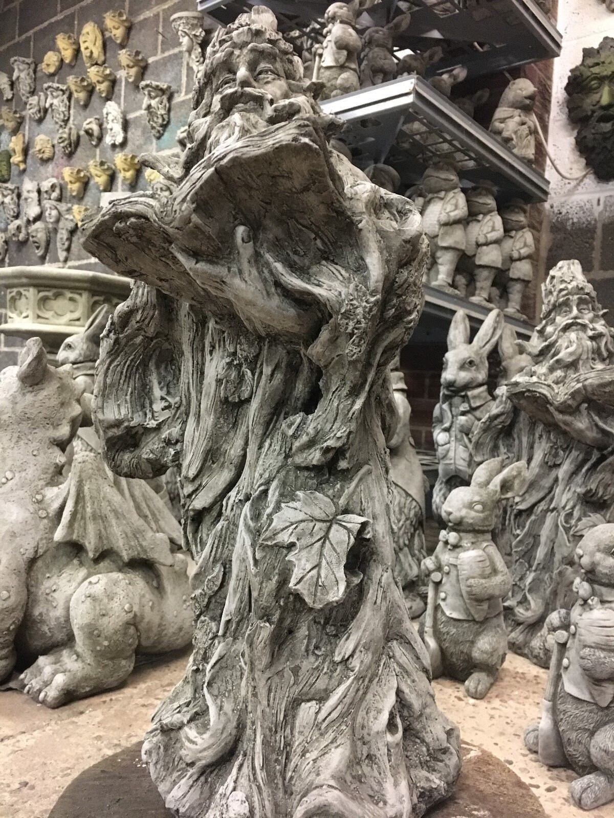 Stone Wizard Statue Cement Magician Sculpture Concrete Garden Etsy